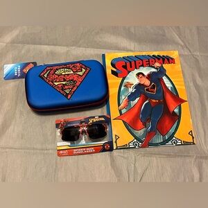 NWT Superman Blue and Red Box Case & Spider-Man Sunglasses Bundle